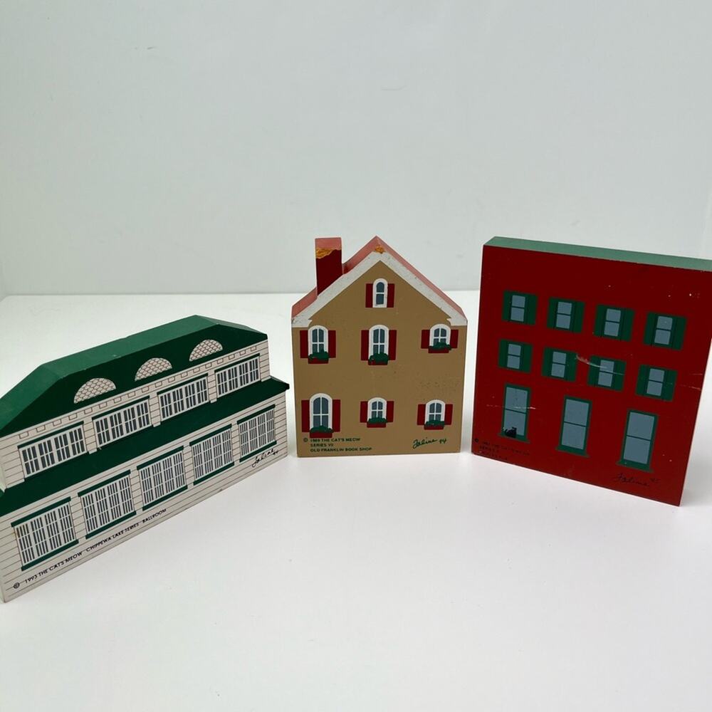 Vintage The Cats Meow Wood Nostalgic Main Street Village Buildings Shelf Sitters - Picture 11 of 11